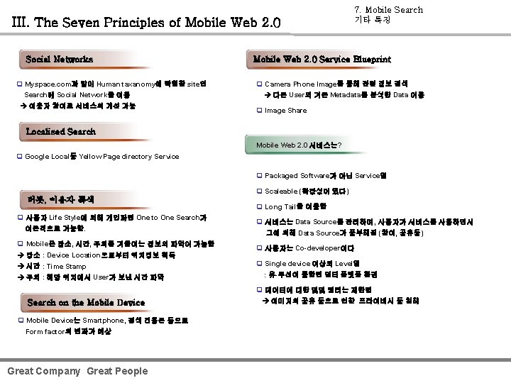III. The Seven Principles of Mobile Web 2. 0 Social Networks q Myspace. com과