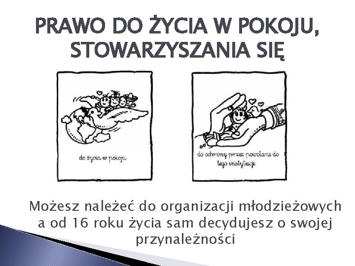 PRAWO DO ŻYCIA W POKOJU, STOWARZYSZANIA SIĘ Możesz należeć do organizacji młodzieżowych a od