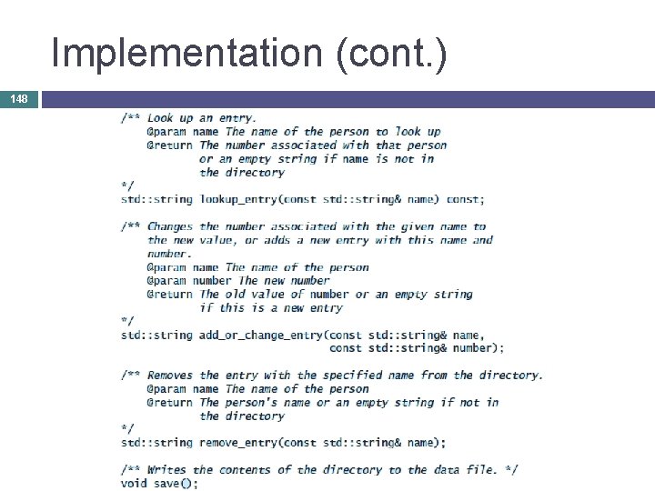 Implementation (cont. ) 148 