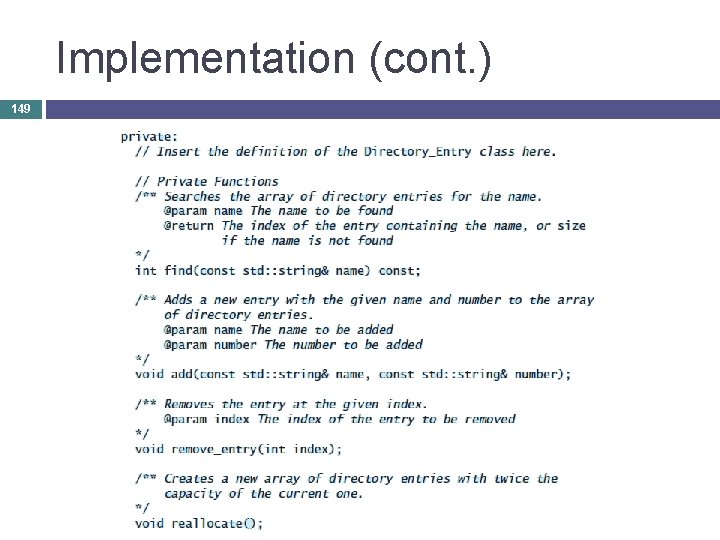 Implementation (cont. ) 149 