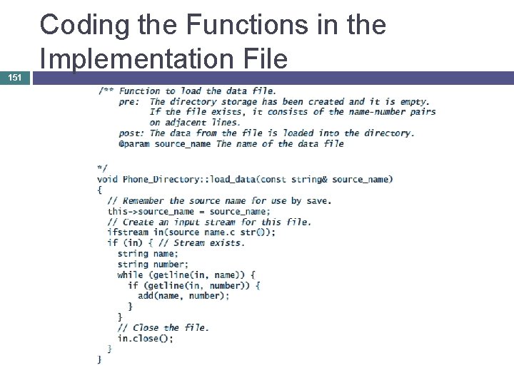151 Coding the Functions in the Implementation File 
