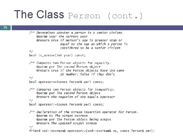 The Class Person (cont. ) 75 