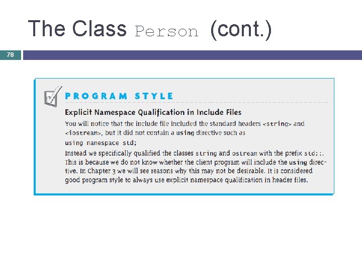 The Class Person (cont. ) 78 