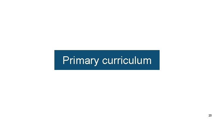 Primary curriculum 20 Primary curriculum 20