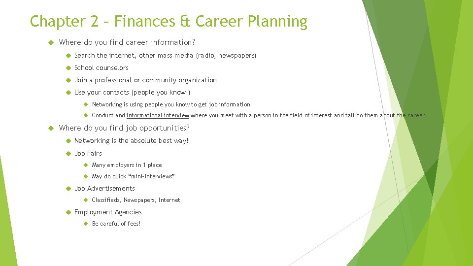 Chapter 2 – Finances & Career Planning Where do you find career information? Search Chapter 2 – Finances & Career Planning Where do you find career information? Search