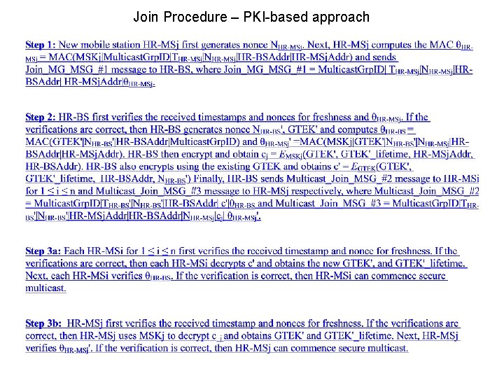 Join Procedure – PKI-based approach Join Procedure – PKI-based approach