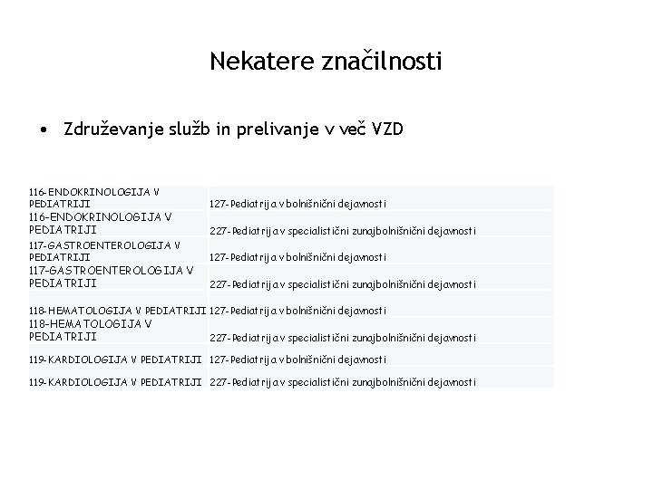 Nekatere značilnosti • Združevanje služb in prelivanje v več VZD 116 -ENDOKRINOLOGIJA V PEDIATRIJI