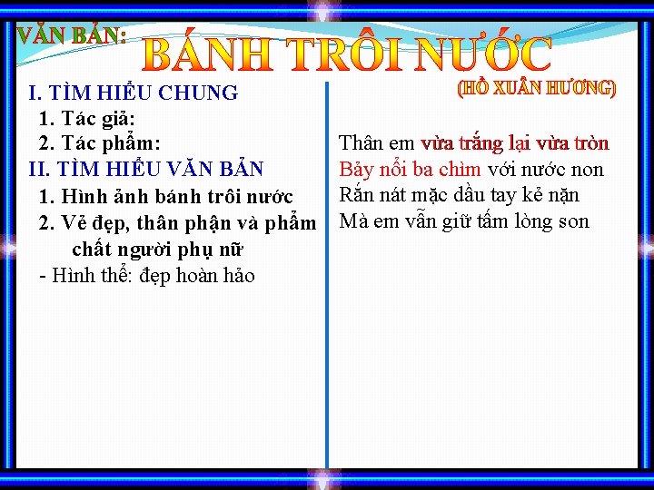 I. TÌM HIỂU CHUNG 1. Tác giả: 2. Tác phẩm: II. TÌM HIỂU VĂN