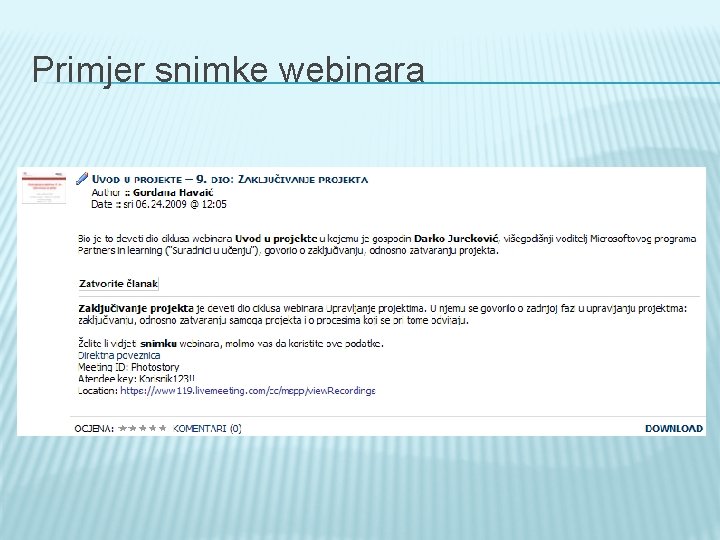 Primjer snimke webinara 