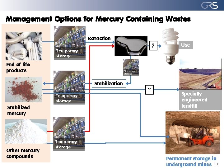 Management Options for Mercury Containing Wastes Extraction ? Temporary storage Use End of life