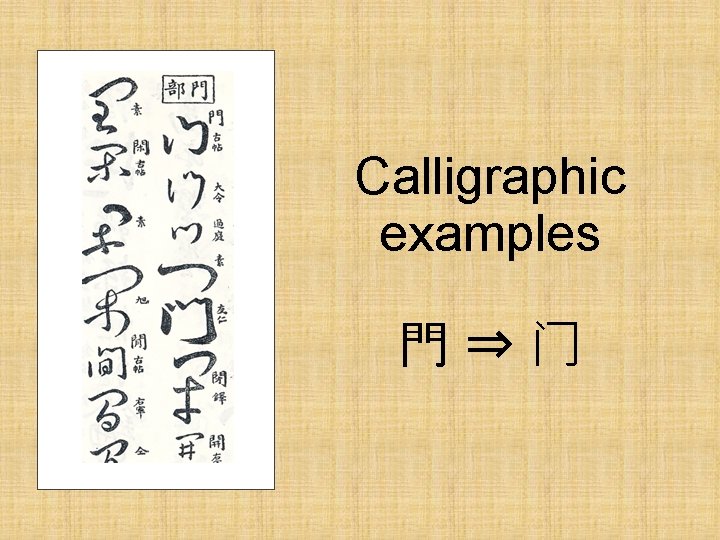 Calligraphic examples 門⇒门 