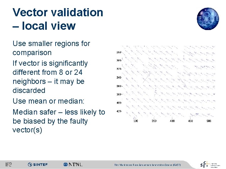 Vector validation – local view Use smaller regions for comparison If vector is significantly