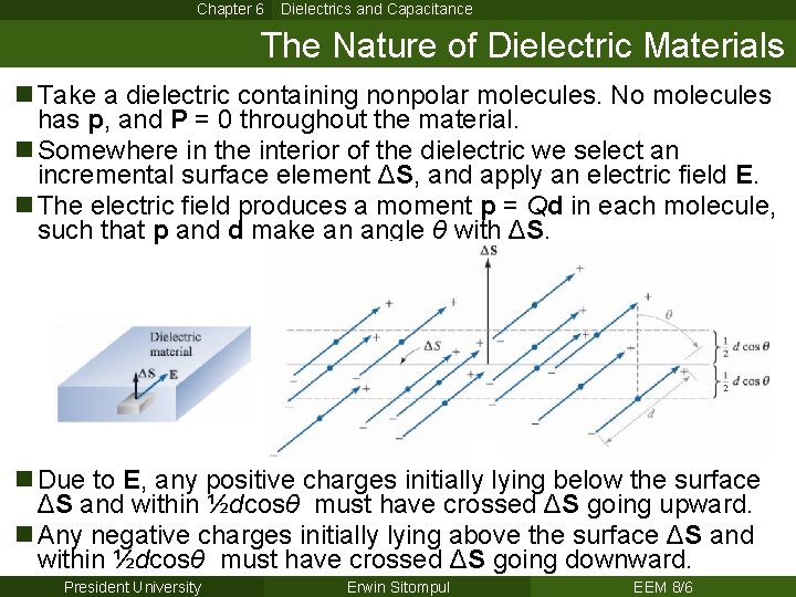 Chapter 6 Dielectrics and Capacitance The Nature of Dielectric Materials n Take a dielectric