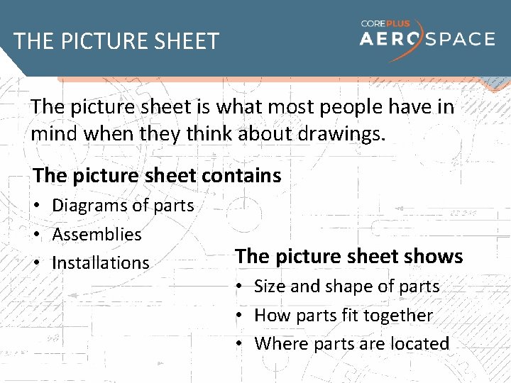 THE PICTURE SHEET The picture sheet is what most people have in mind when