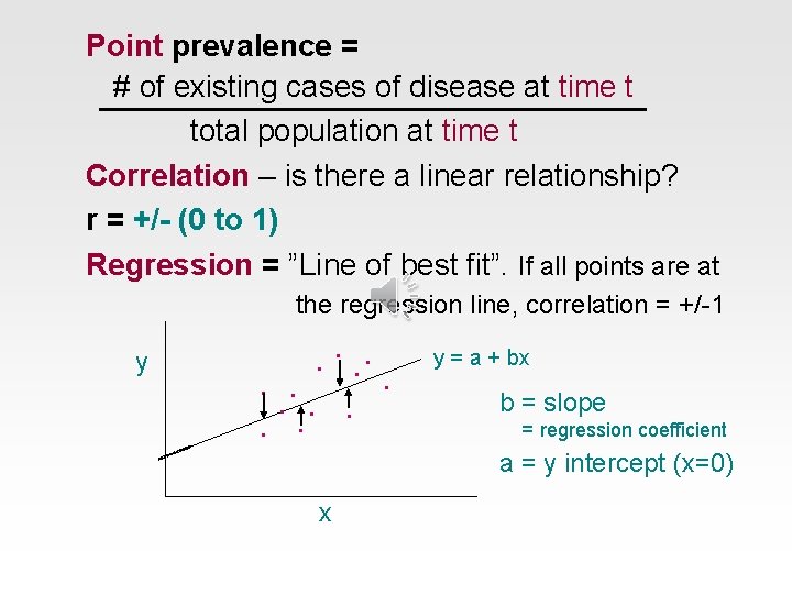Point prevalence = # of existing cases of disease at time t total population