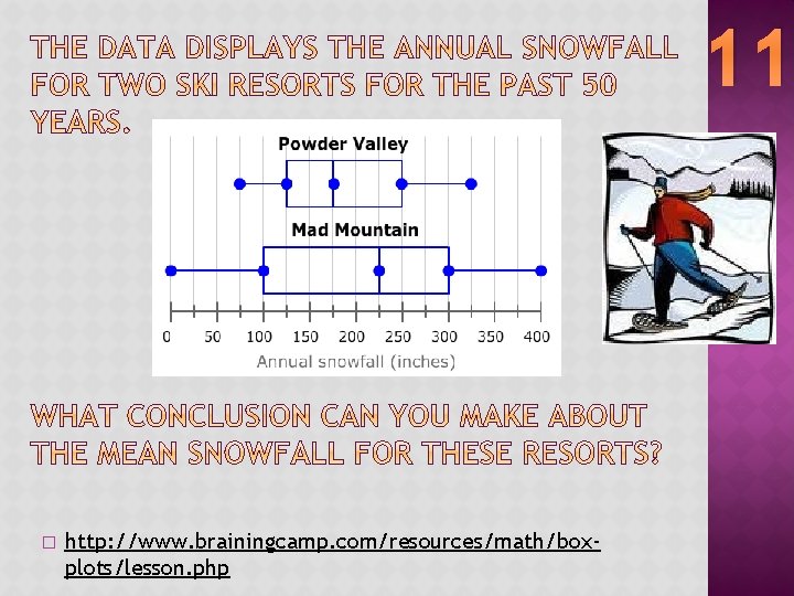 11 � http: //www. brainingcamp. com/resources/math/boxplots/lesson. php 