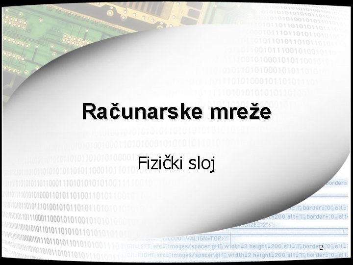 Računarske mreže Fizički sloj 2 