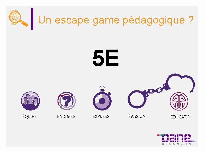 Un escape game pédagogique ? 5 E ÉQUIPE ÉNIGMES EXPRESS ÉVASION ÉDUCATIF 