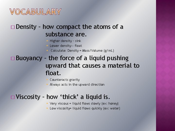 Density how compact the atoms of a substance
