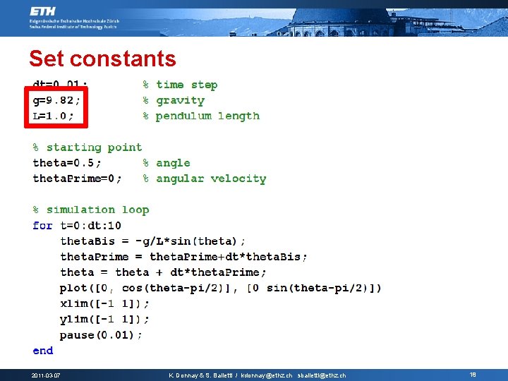 Set constants 2011 -03 -07 K. Donnay & S. Balietti / kdonnay@ethz. ch sbalietti@ethz.