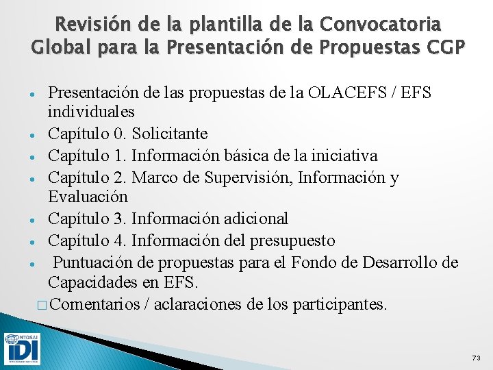 Revisión de la plantilla de la Convocatoria Global para la Presentación de Propuestas CGP