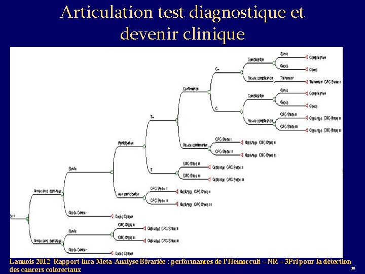 Articulation test diagnostique et devenir clinique Launois 2012 Rapport Inca Meta-Analyse Bivariée : performances