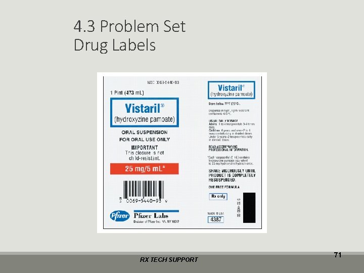 4. 3 Problem Set Drug Labels RX TECH SUPPORT 71 