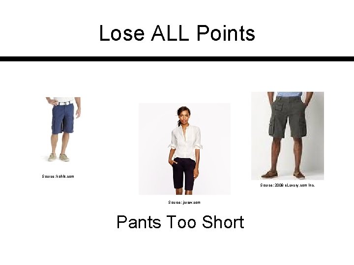 Lose ALL Points Source: kohls. com Source: 2008 e. Luxury. com Inc. Source: jcrew.