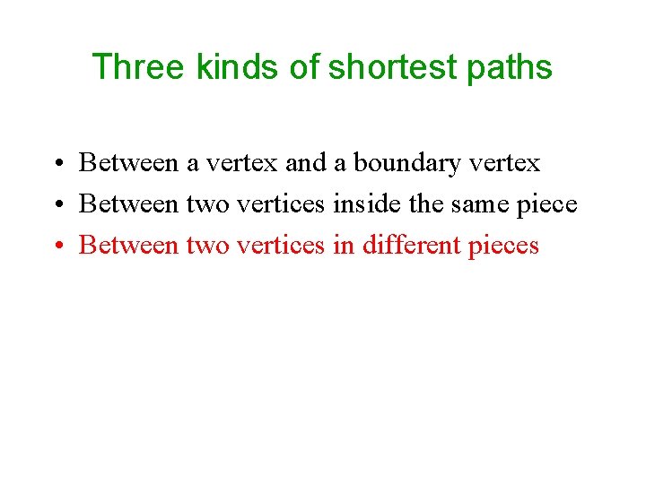 Three kinds of shortest paths • Between a vertex and a boundary vertex •