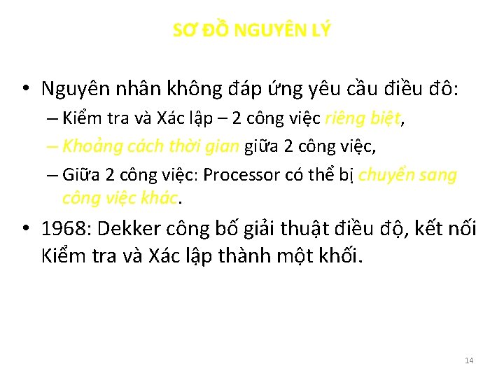 SƠ ĐỒ NGUYÊN LÝ • Nguyên nhân không đáp ứng yêu cầu điều đô: