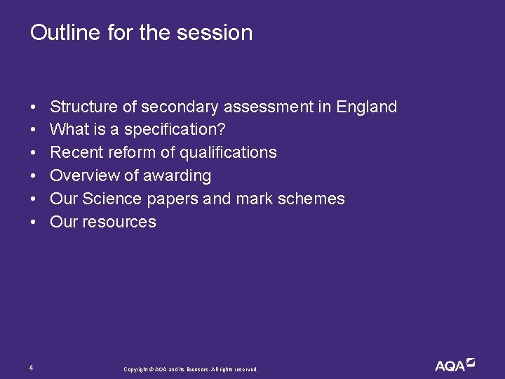 Outline for the session • • • 4 Structure of secondary assessment in England