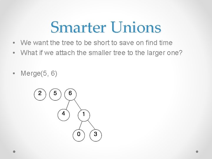 Smarter Unions • We want the tree to be short to save on find