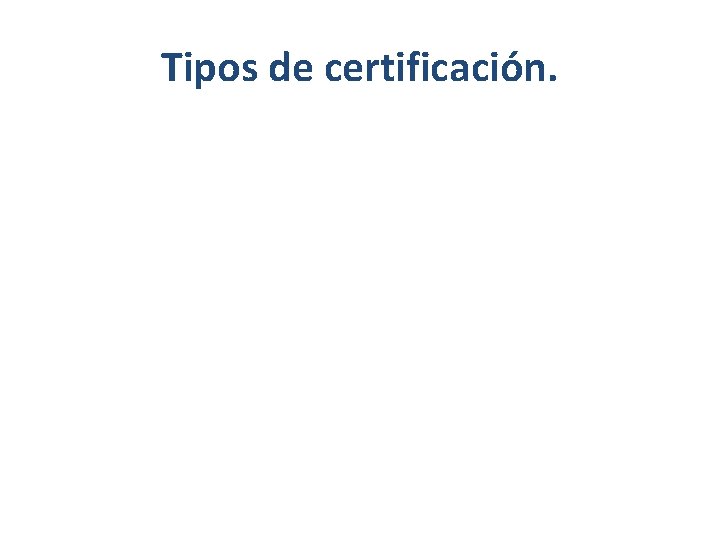 Tipos de certificación. 