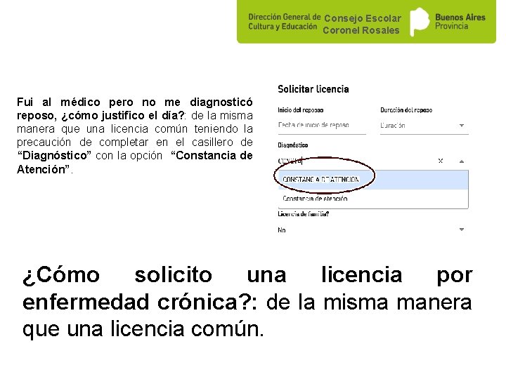 Consejo Escolar Coronel Rosales Fui al médico pero no me diagnosticó reposo, ¿cómo justifico