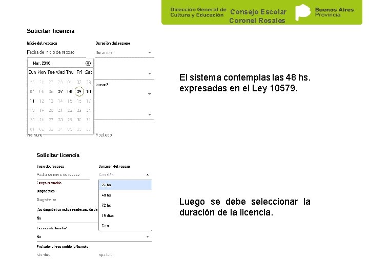 Consejo Escolar Coronel Rosales El sistema contemplas 48 hs. expresadas en el Ley 10579.