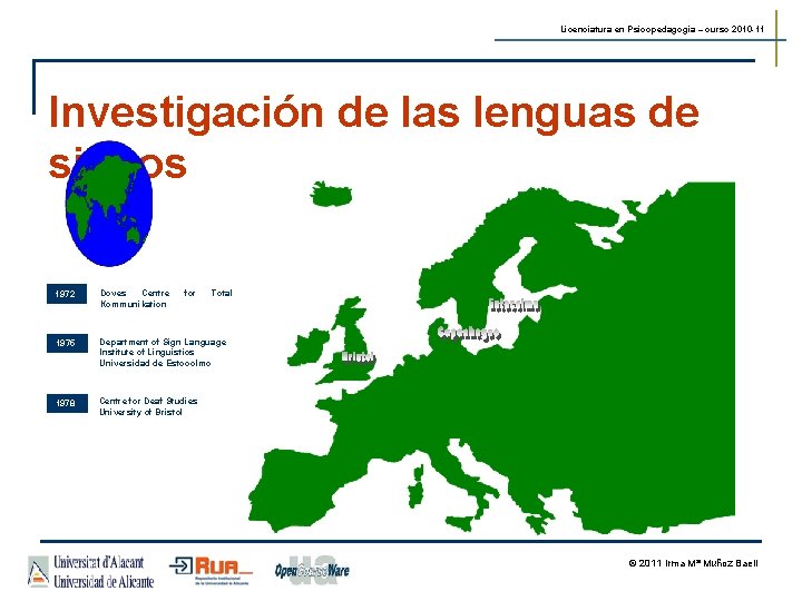 Licenciatura en Psicopedagogía – curso 2010 -11 Investigación de las lenguas de signos 1972