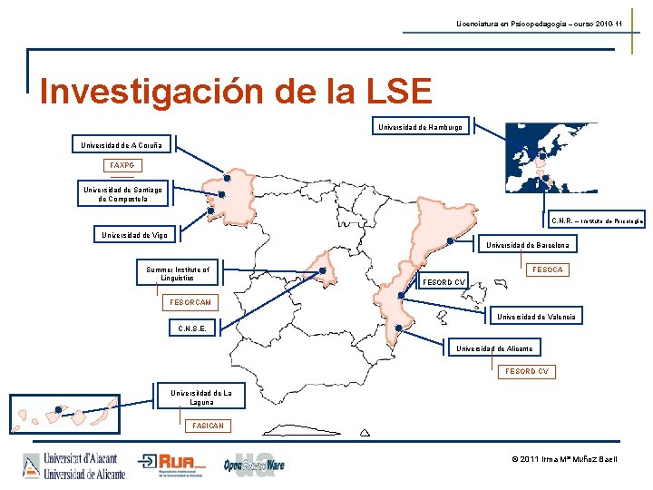 Licenciatura en Psicopedagogía – curso 2010 -11 Investigación de la LSE Universidad de Hamburgo