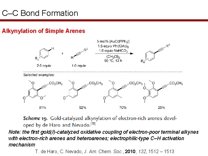C–C Bond Formation Alkynylation of Simple Arenes Note: the first gold(I)-catalyzed oxidative coupling of
