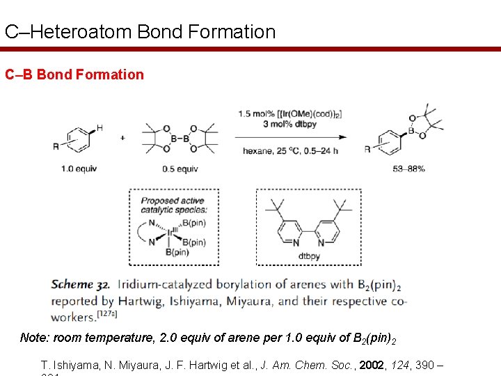 C–Heteroatom Bond Formation C–B Bond Formation Note: room temperature, 2. 0 equiv of arene