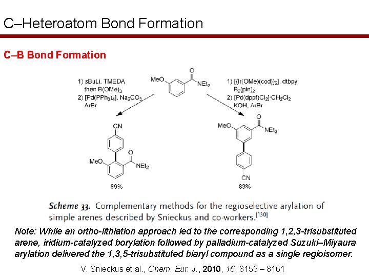 C–Heteroatom Bond Formation C–B Bond Formation Note: While an ortho-lithiation approach led to the