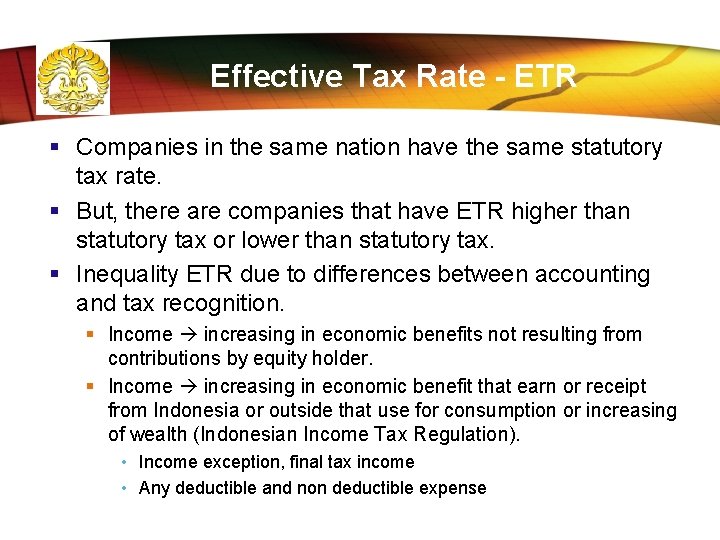Effective Tax Rate - ETR § Companies in the same nation have the same