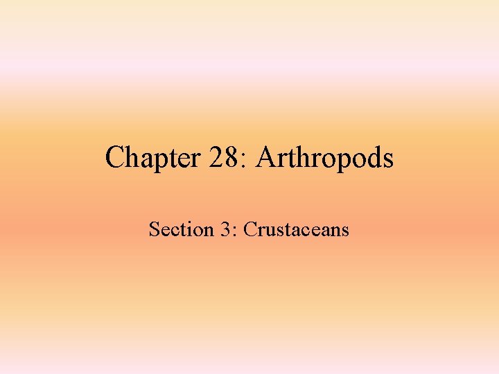 Chapter 28: Arthropods Section 3: Crustaceans 