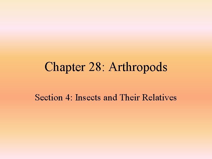 Chapter 28: Arthropods Section 4: Insects and Their Relatives 