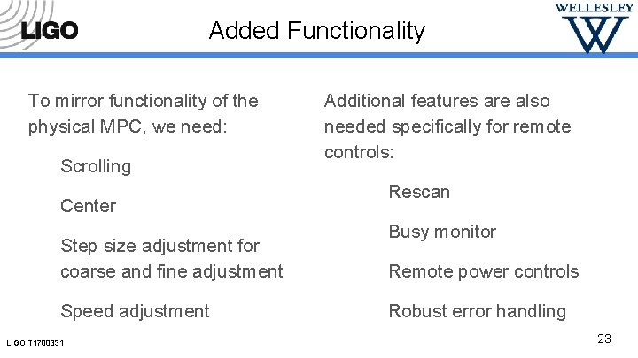 Added Functionality To mirror functionality of the physical MPC, we need: Scrolling Center Step