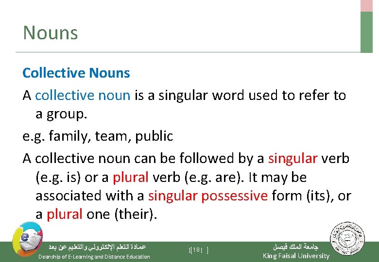 Nouns Collective Nouns A collective noun is a singular word used to refer to