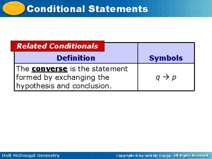 Conditional Statements Related Conditionals Definition The converse is the statement formed by exchanging the