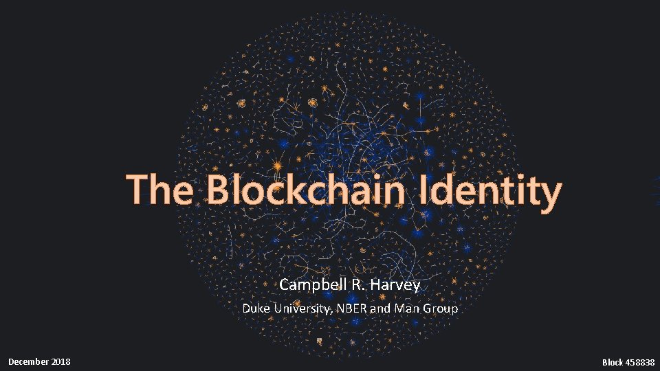 The Blockchain Identity Campbell R. Harvey Duke University, NBER and Man Group December 2018