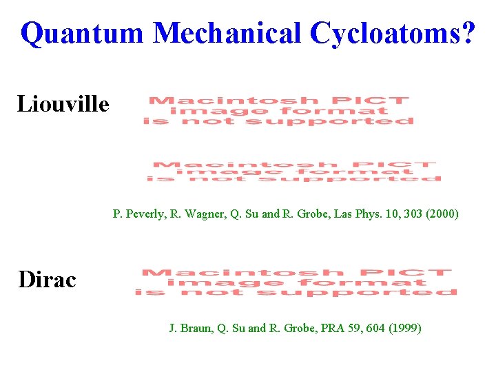 Quantum Mechanical Cycloatoms? Liouville P. Peverly, R. Wagner, Q. Su and R. Grobe, Las