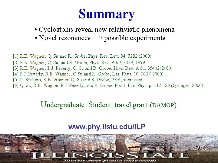 Summary • Cycloatoms reveal new relativistic phenomena • Novel resonances => possible experiments [1]