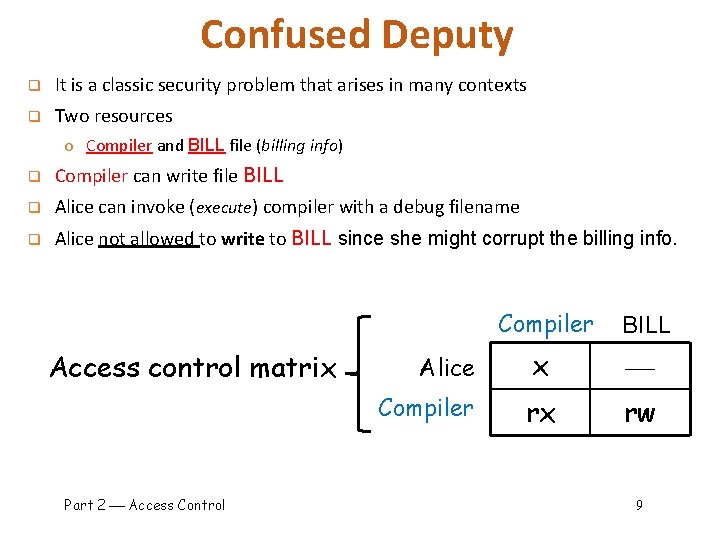 Confused Deputy q It is a classic security problem that arises in many contexts